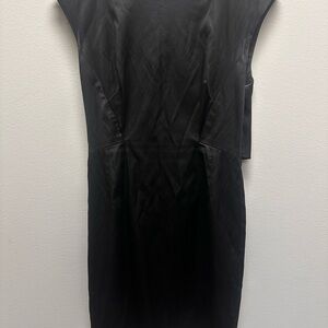 Black Halo Sleek Black Mini Dress Womens Size 2 Tie Summer Party Cocktail Detail